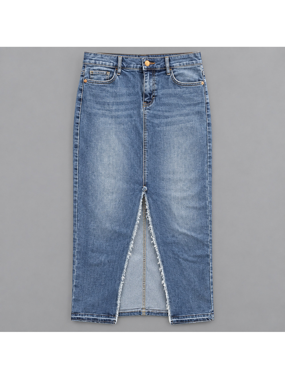 Dittos Polly Medium Blue Spray Maxi Denim Skirt Size 29
